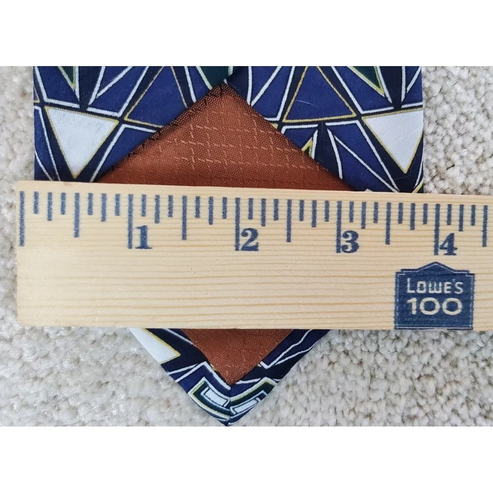 KETCH Men's Geometric Neck Tie  Navy Green and‎ White Polyester 56.5